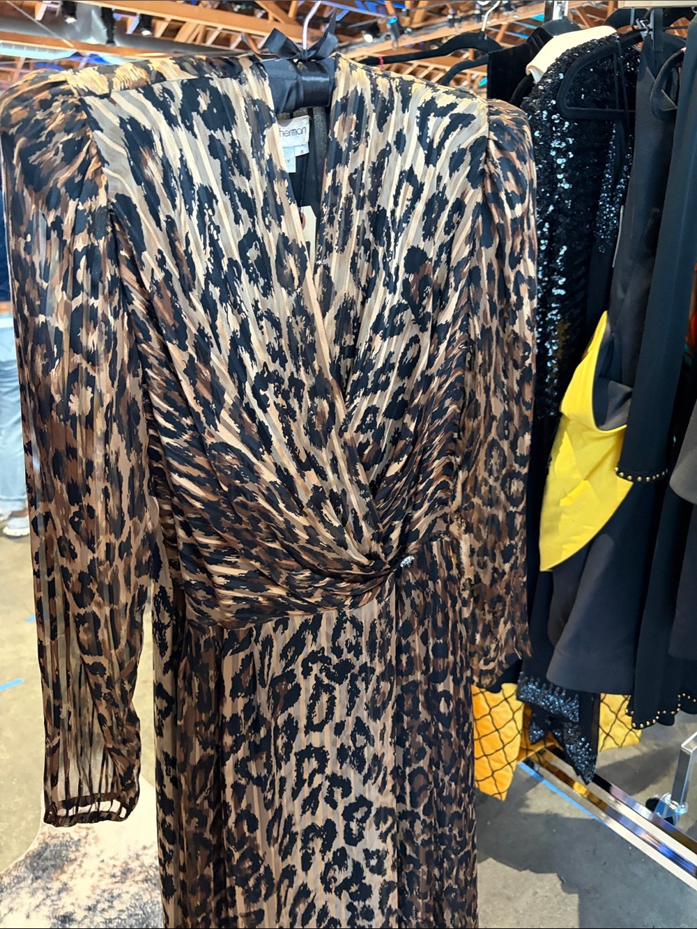 HEMANT & NANDITA Brown and Black Leopard-Print Twist-Front Maxi Dress